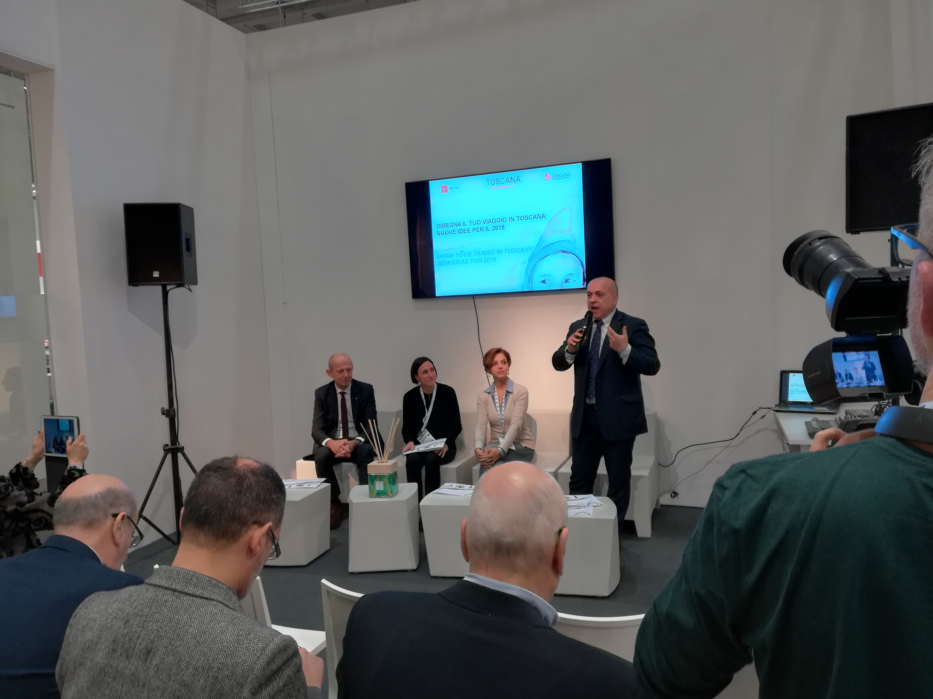 Un momento della presentazione di oggi presso la stand della Regione Toscana alla BIT 2018