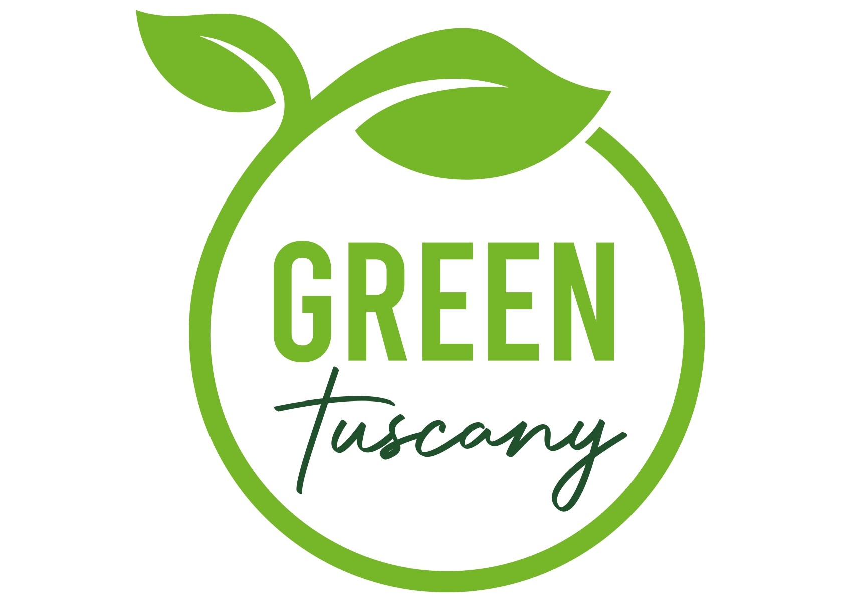 Logo Green Tuscany: una mela stilizzata in verde con al centro il titolo